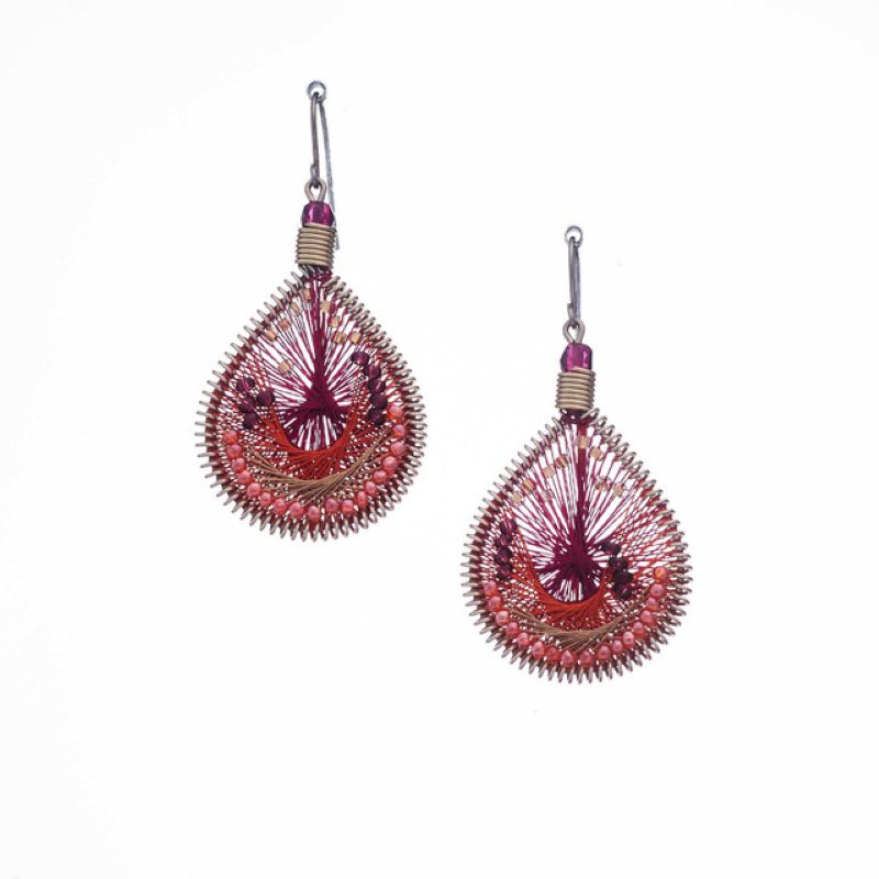 machu picchu boho bronze fuschia earring
