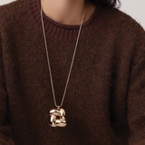 jenny bird woven gold square pendant necklace