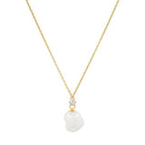 Simple Pearl w/CZ Pendant Necklace