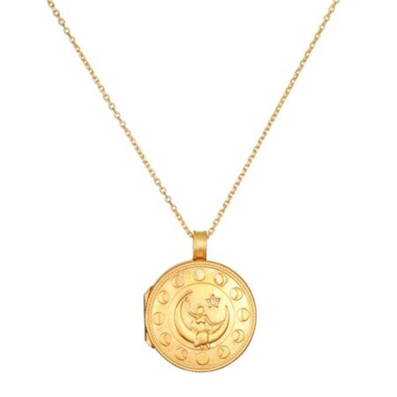 satya mother moon gold locket necklace