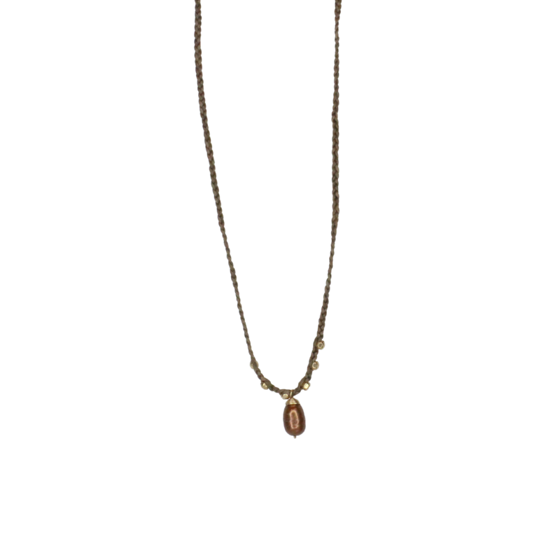 prima crocheted beaded teardrop brown rice seed pearl necklace