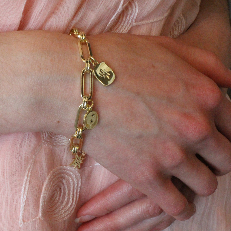 prima charm gold chain bracelet