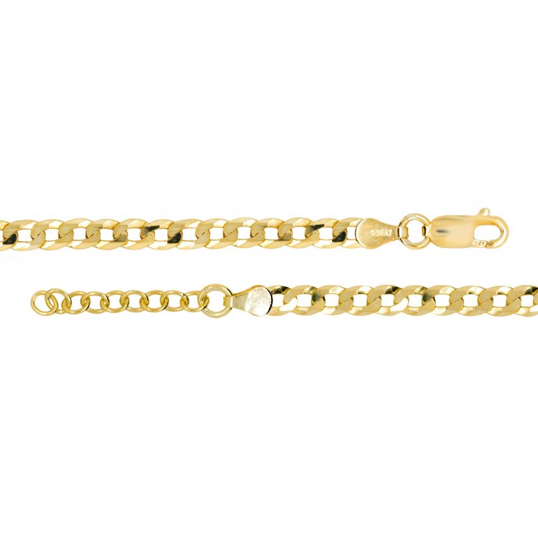 prima sterling silver gold vermeil flat curb anklet