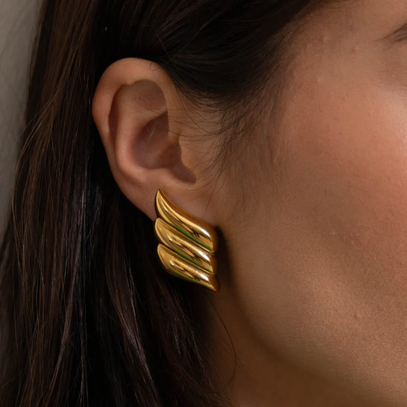 sahira heather gold statement earring