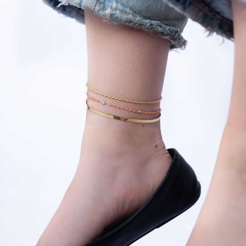 prima gold herringbone anklet