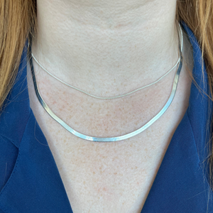prima herringbone silver necklace