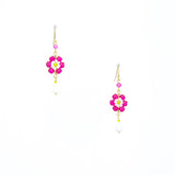 prima hawaiian bloom gold plated fuschia earrings