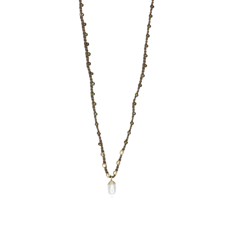prima crocheted beaded teardrop white seed pearl necklace