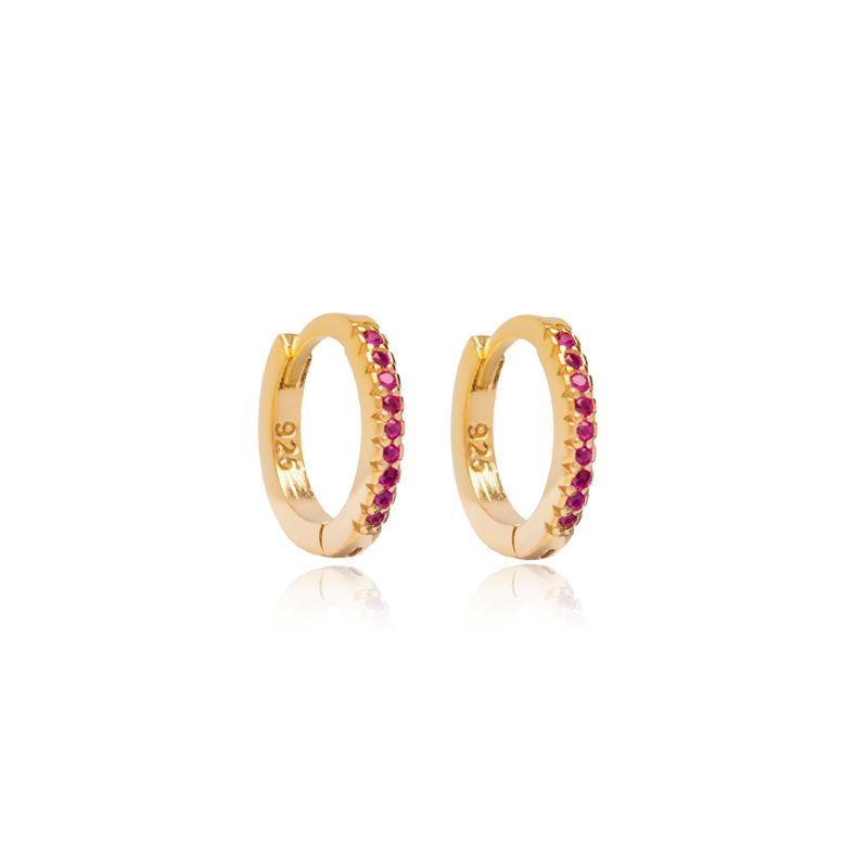 theia 12mm ruby gold hoop earring