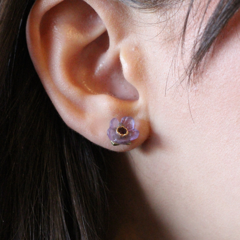 michael michaud french bouquet purple stud earring