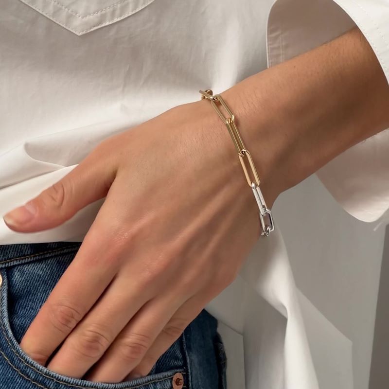 jenny bird andi slim two tone chain bracelet