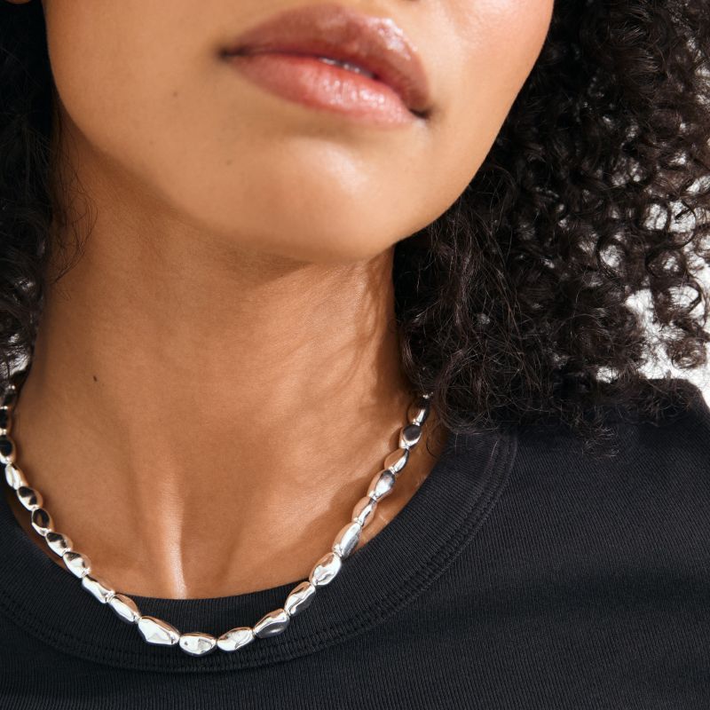 pilgrim presence silver beaded necklace