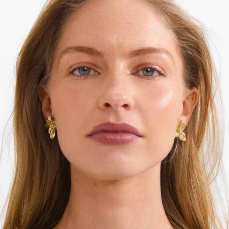 pilgrim trace flower gold earring