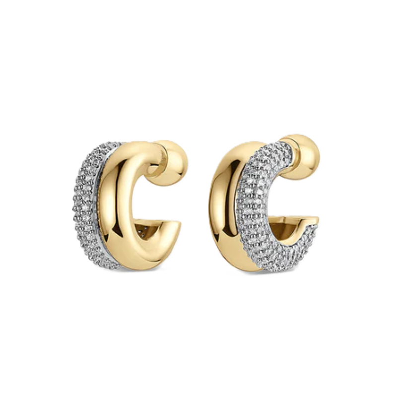 gorjana lou shimmer gold stacked huggie