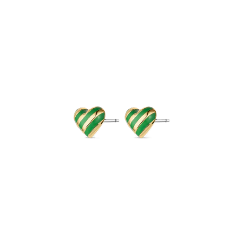 gorjana campbell enamel green gold heart studs