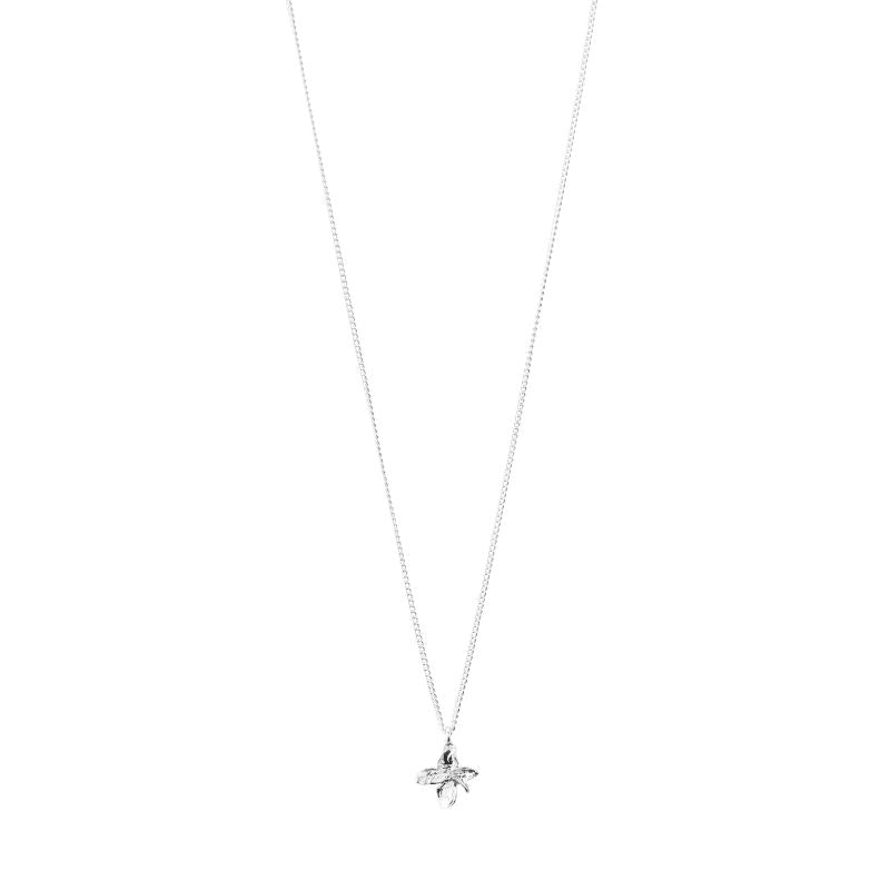 pilgrim trace silver flower necklace