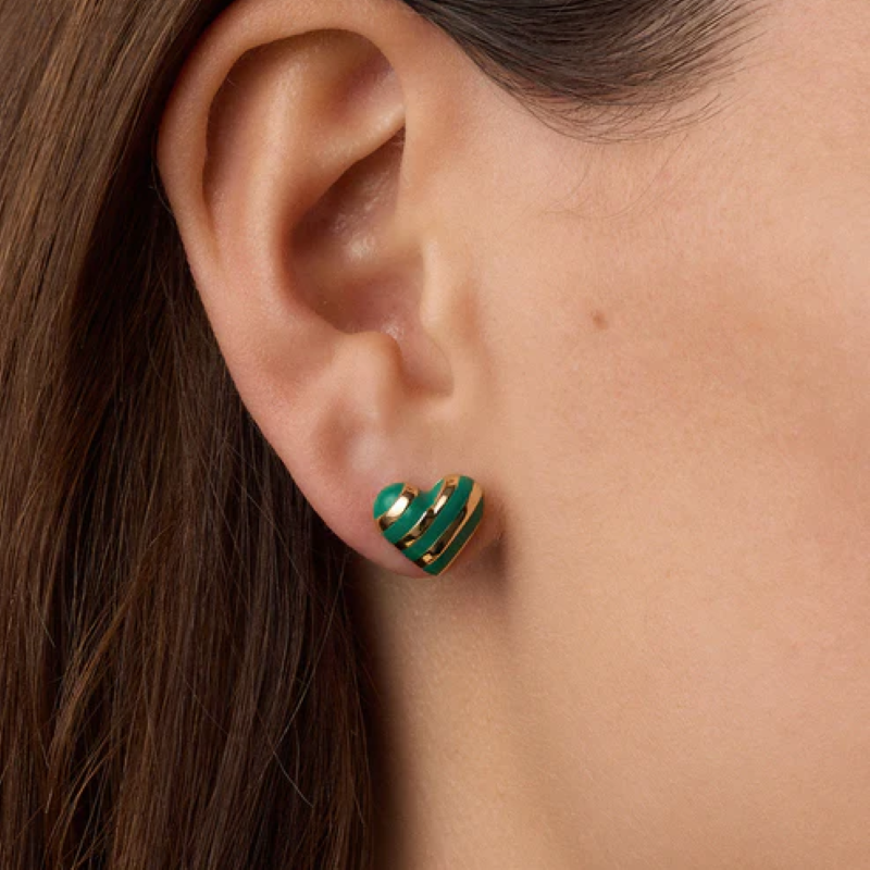 gorjana campbell enamel heart stud earrings green