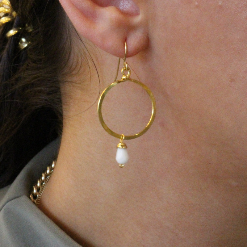 machu picchu hammered boho white earring