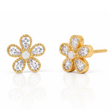 tai medium flower gold crystal earring