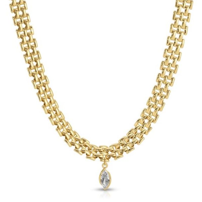 leeada celine gold cz chain necklace