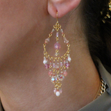 machu picchu seed bead chandelier pastel pink earring