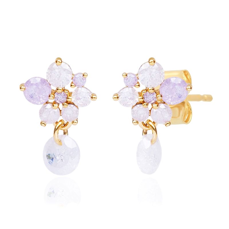 tai gold pearl lavender ombre stud earring