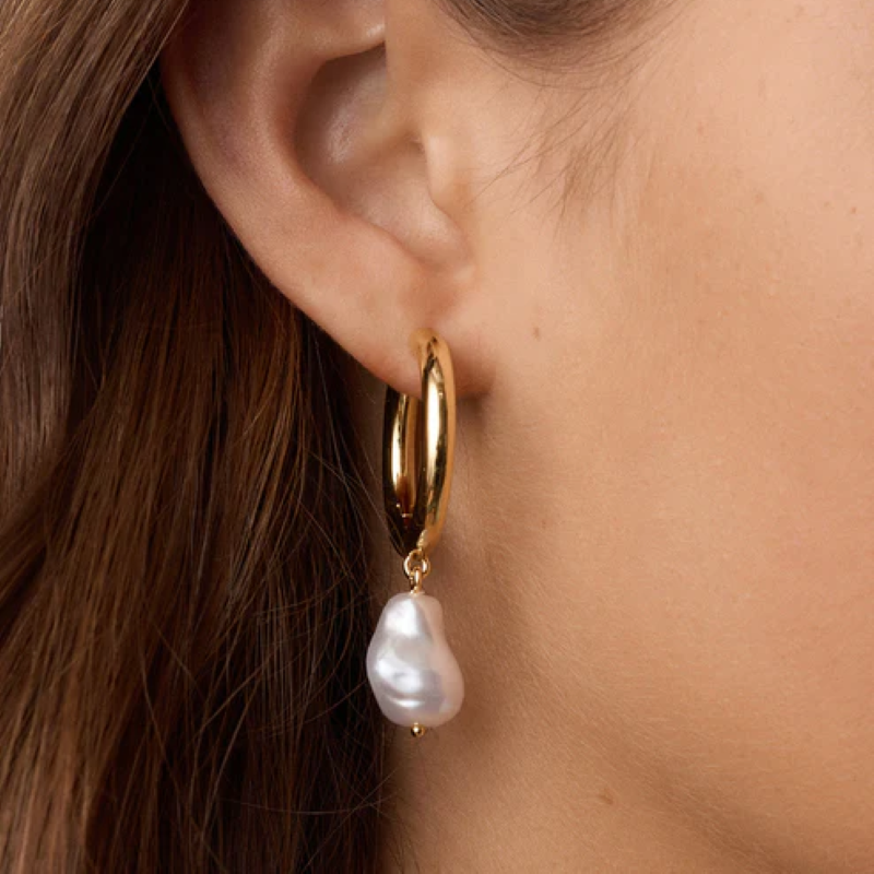 gorjana gold pearl cove hoop earring