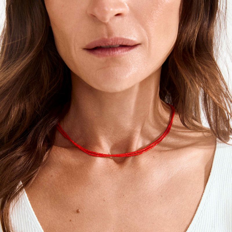 pilgrim haze 2 in 1 necklace red silver