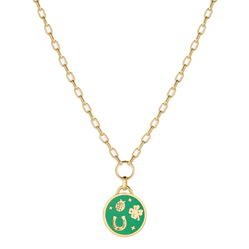 gorjana feeling lucky gold green necklace