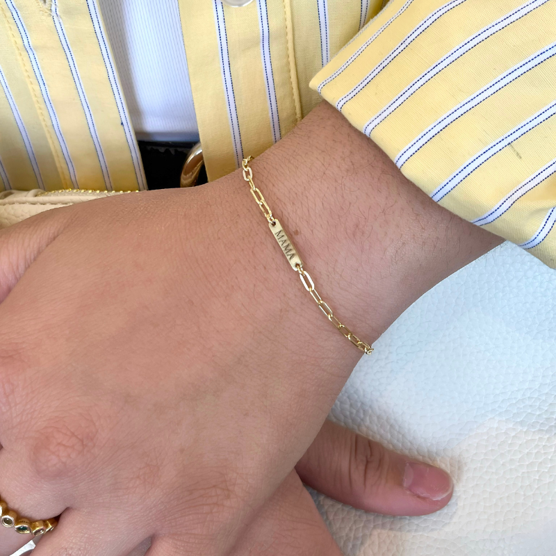 theia mama tag gold bracelet