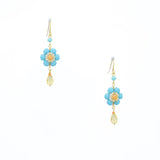 prima hawaiian bloom gold plated turquoise yellow earrings