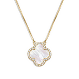 electric picks icon gold cz mother of pearl necklace