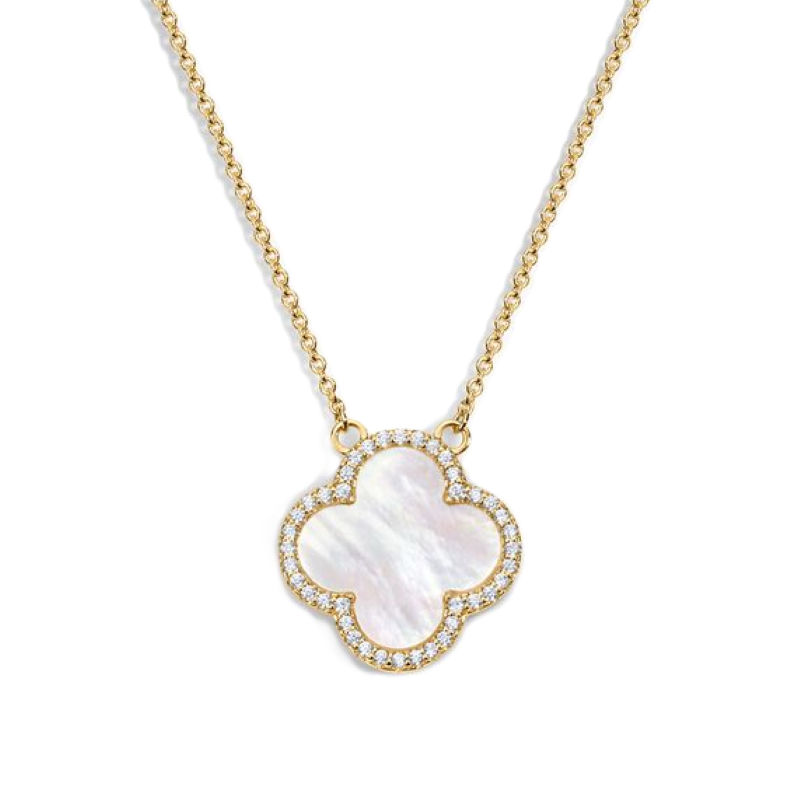 electric picks icon gold cz mother of pearl necklace