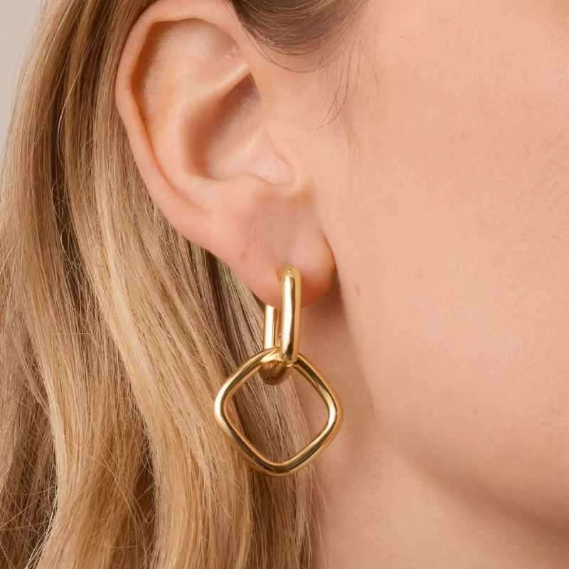 gorjana charlie drop hoop gold earrings