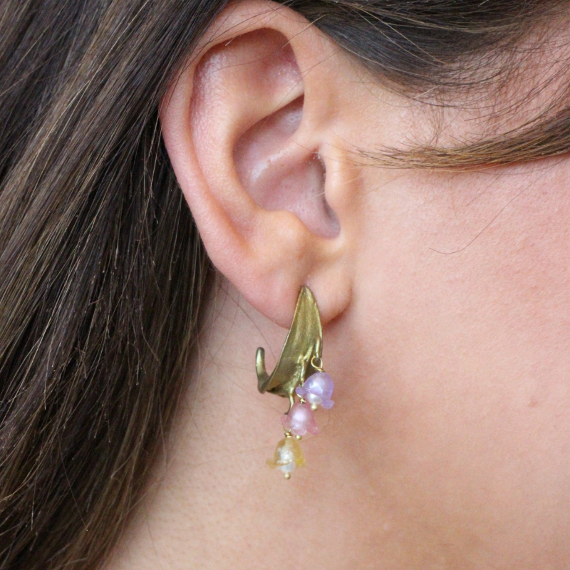 michael michaud lily of the valley post hoop earring multi coloured