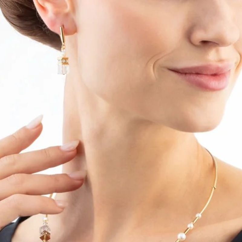 coeur de lion geocube fusion pearl and gold earring