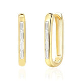 tai u shaped crystal gold baguette huggie
