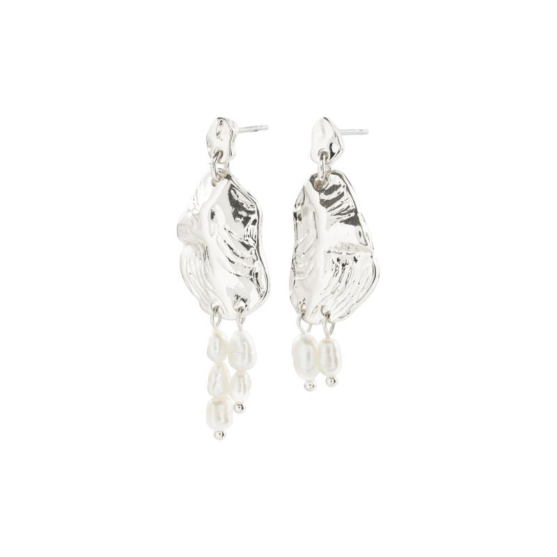 pilgrim bloom silver white earrings