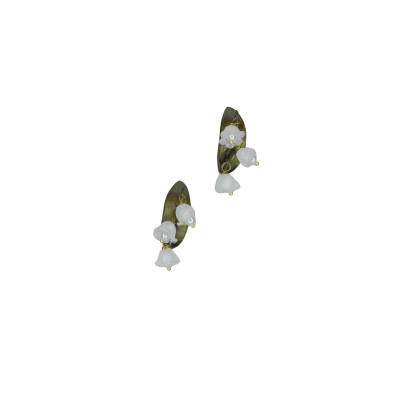 michael michaud lily of the valley post hoop earring white