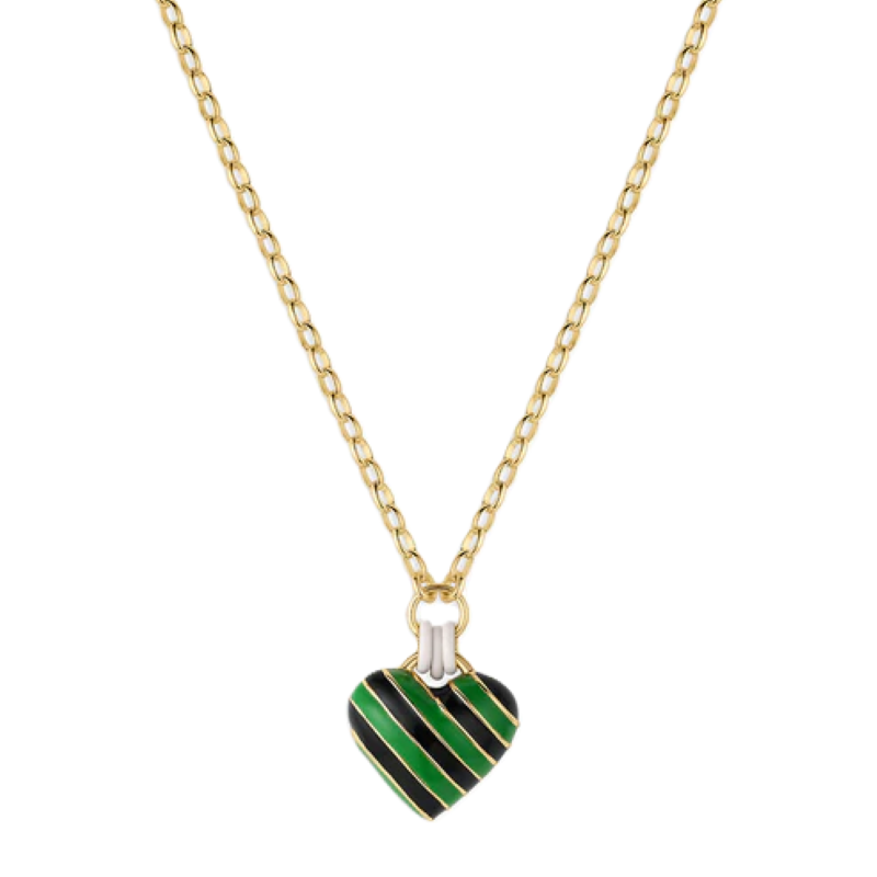 gorjana campbell enamel heart gold green necklace