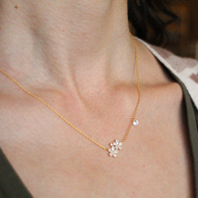tai gold flower duo necklace