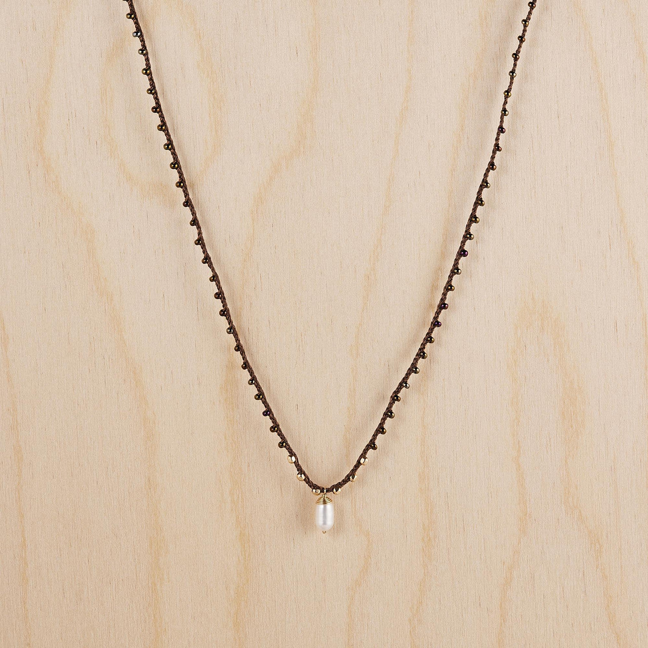 Crocheted Beaded Teardrop Necklace