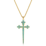joy dravecky athena gold turquoise cross necklace