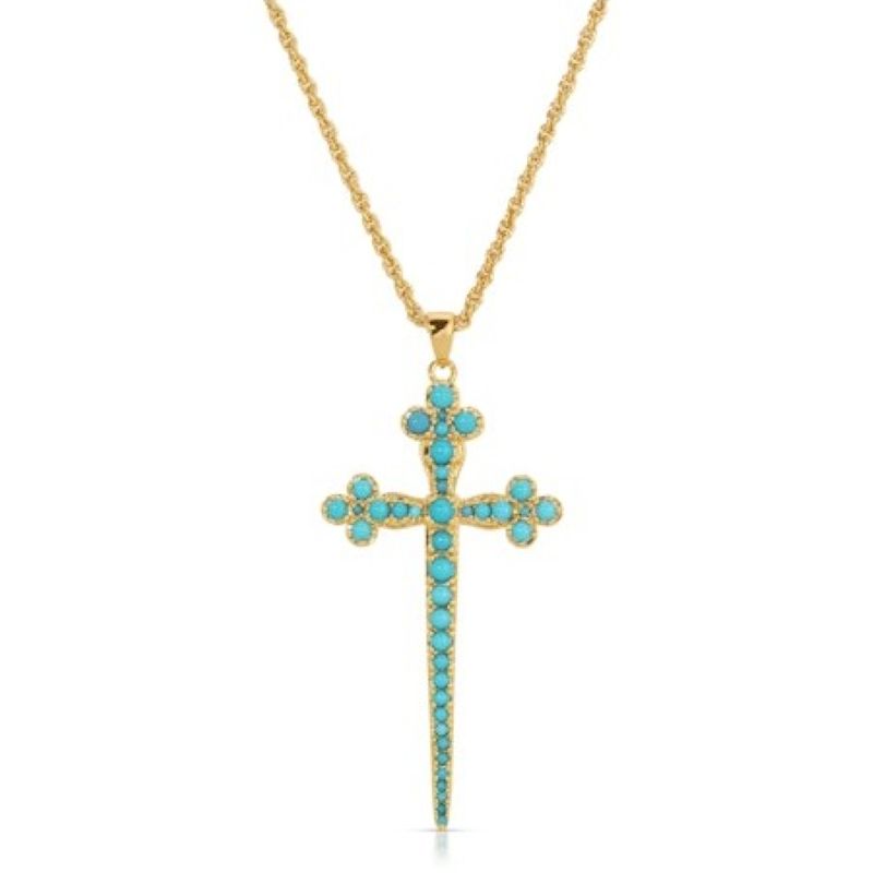 joy dravecky athena gold turquoise cross necklace