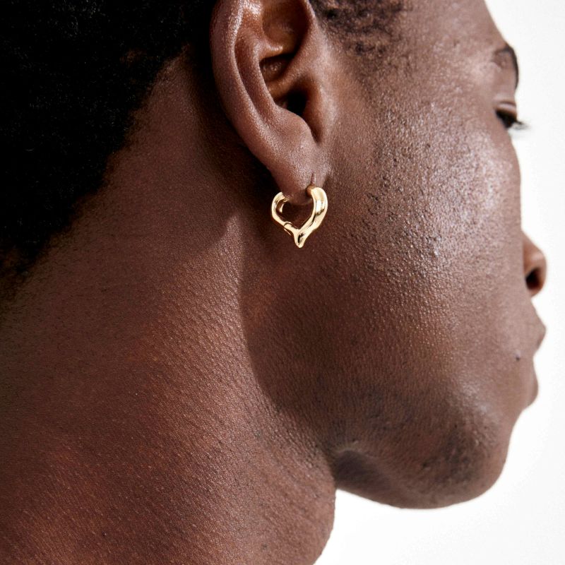 pilgrim iris gold heart hoop earring