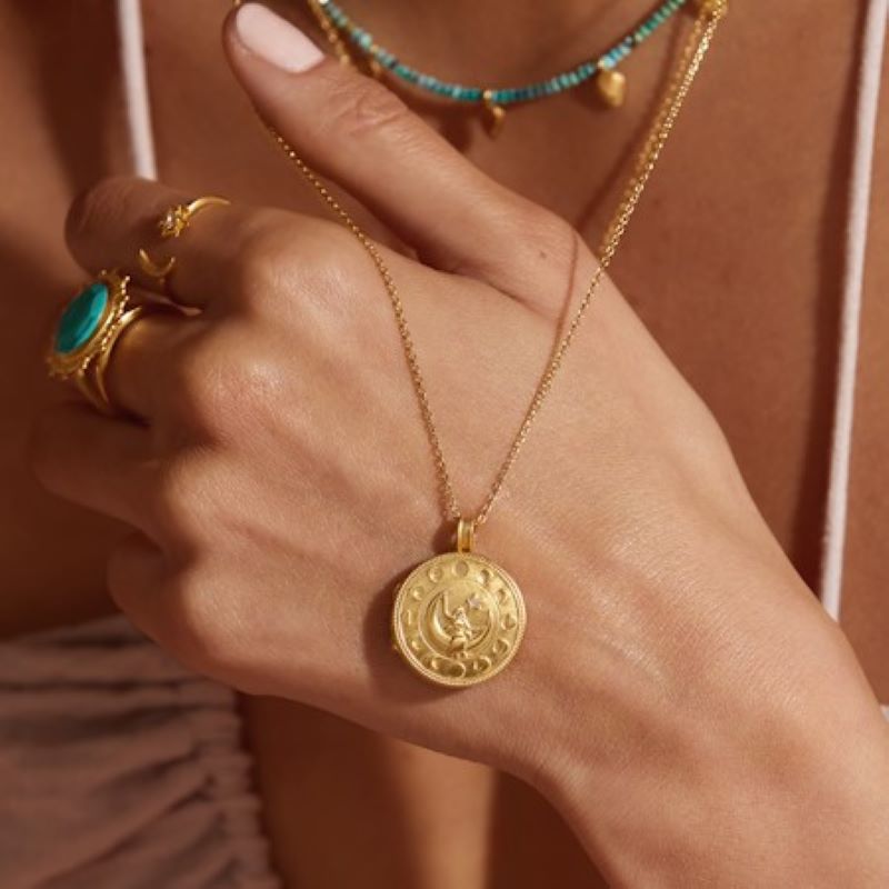satya mother moon gold locket necklace