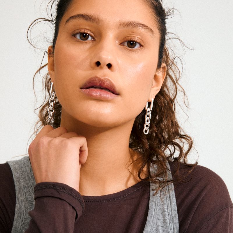 pilgrim phase silver chain earring