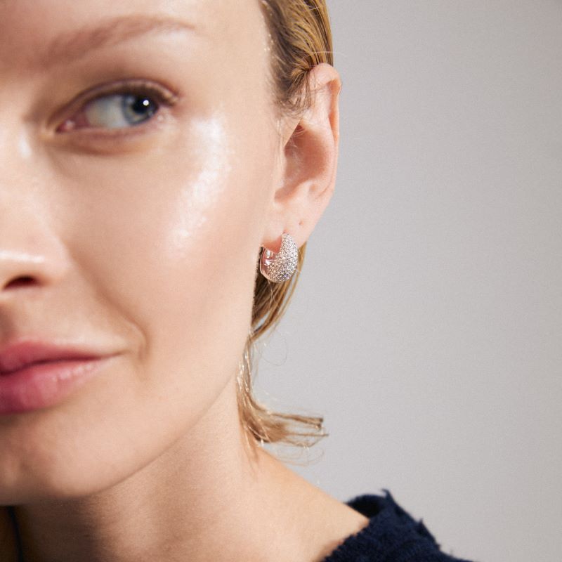 pilgrim focus silver crystal hoop earring'