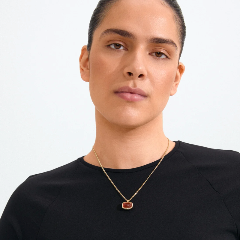 pilgrim now gold red agate pendant necklace