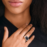 pilgrim now silver black agate ring